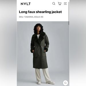 NVLT Olive Long Faux Shearling Jacket
